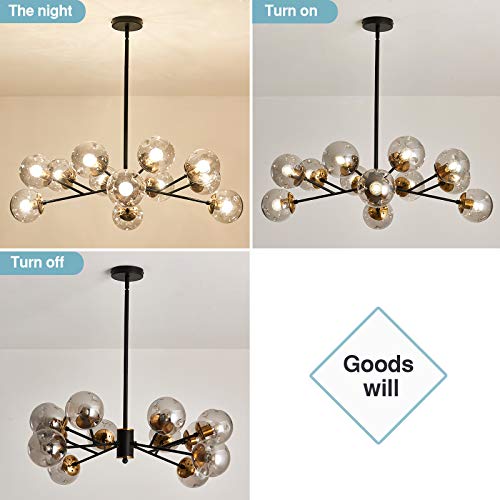 SZXYKEJI 12-Light Glass Chandelier,Large Chandeliers for High Ceilings, Rustic Ceiling Lighting Fixture Pendent Light for Kitchen Dining Room Living Room Bedroom Office (Black). SZXYKEJI 12-Light Glass Chandelier,Large Chandeliers for High Ceilings, Rustic Ceiling Lighting Fixture Pendent Light for Kitchen Dining Room Living Room Bedroom Office (Black).